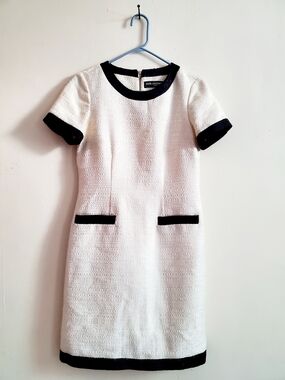 Karl Lagerfeld White Mini Shift Dress with Black Trim